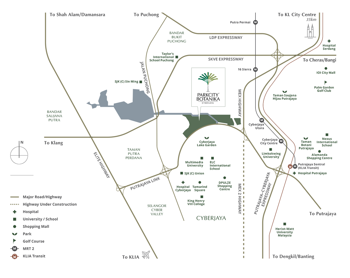 Location map to show ParkCity Botanika in Cyberjaya district.